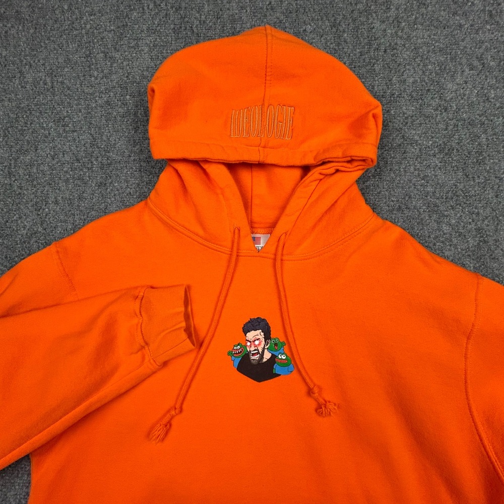 Hasan Piker Ideologie Hoodie Mens L Orange Peepo USA Made Bayside Pullover